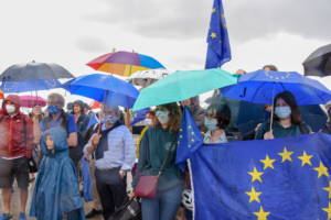 Manif pour ouverture des frontieres entre France et Allemagne